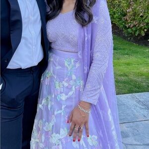 Lavender Embroidered Women's Lengha